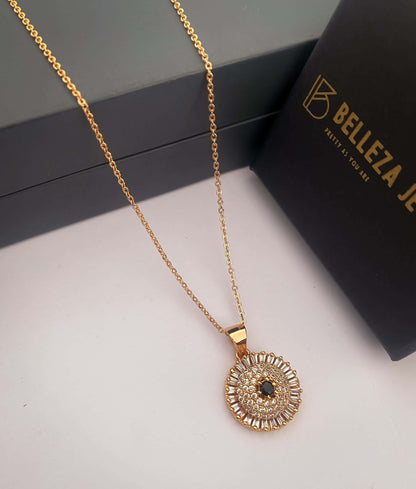 American Diamond Gold Plated Fancy Delicate Chain Pendent Necklace - Chain Pendal - Belleza Jewels