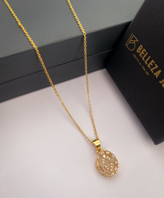 American Diamond Gold Plated Fancy Delicate Chain Pendent Necklace