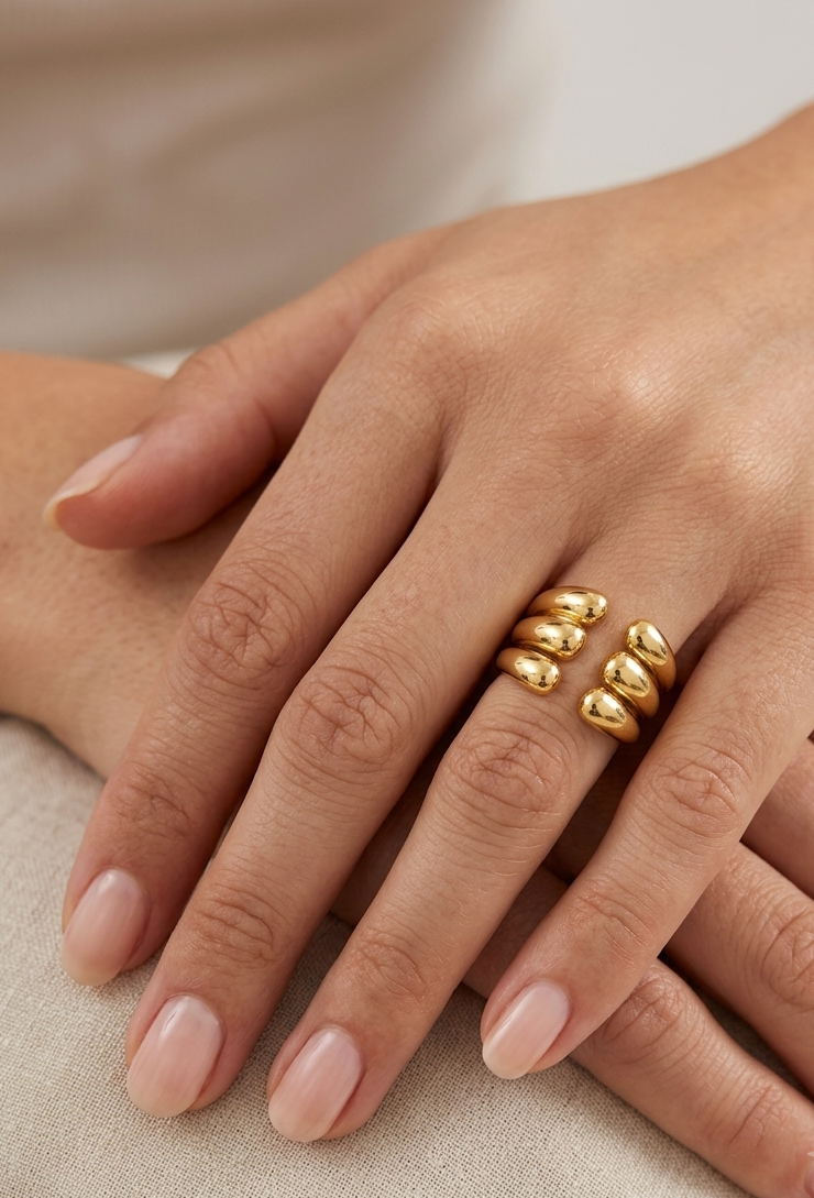 Gold Multi-Dome Adjustable Statement Ring