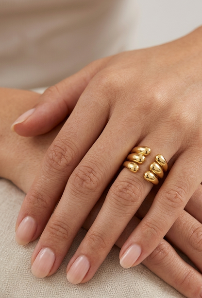 Gold Multi-Dome Adjustable Statement Ring