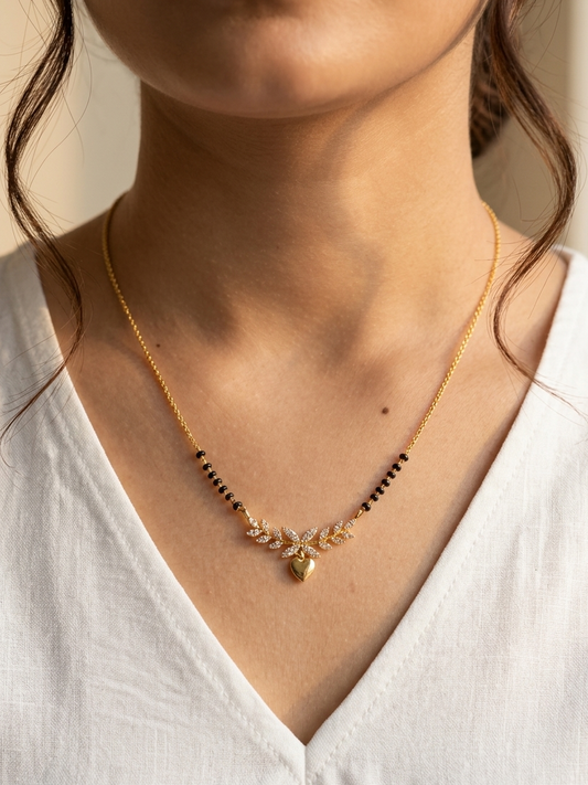 Buy 1 Get 1 Free - Gold Plated Black Bead Daily Wear Mangalsutra