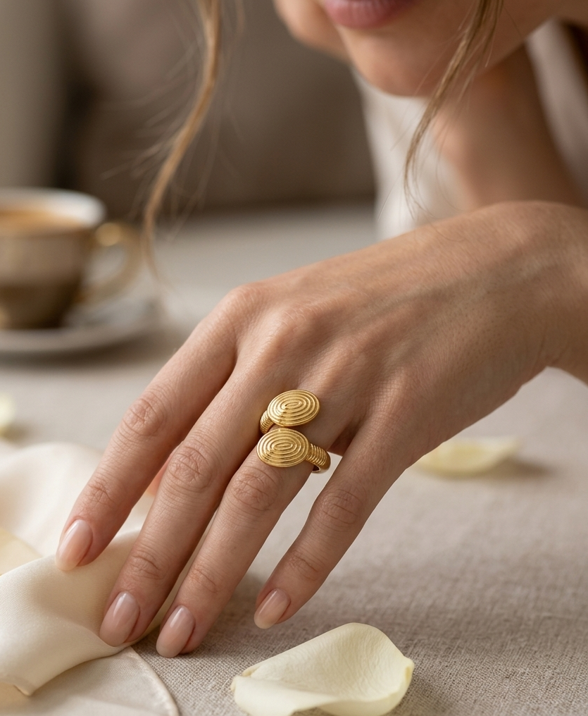 Spiral Gold Adjustable Statement Ring