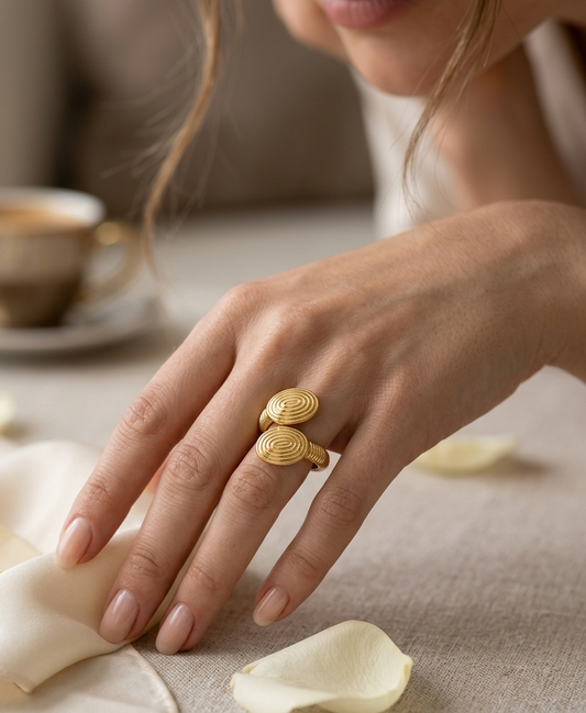 Spiral Gold Adjustable Statement Ring