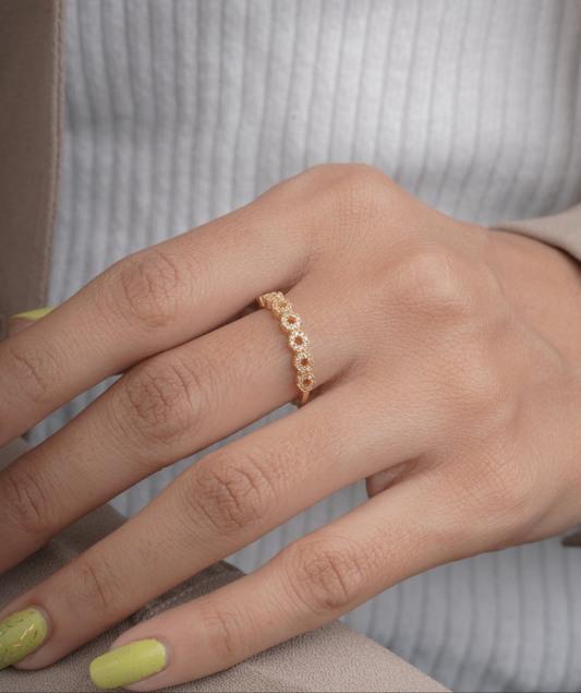 American Diamond Gold Delicate Fancy Ring