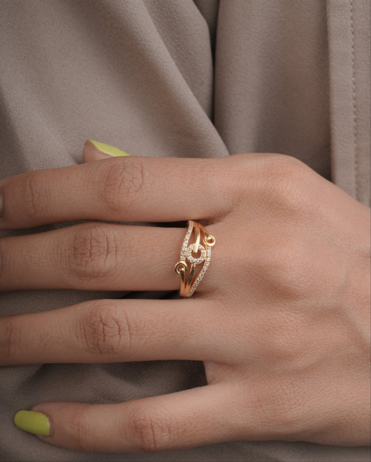 American Diamond Hight Gold Plated Fancy Ring
