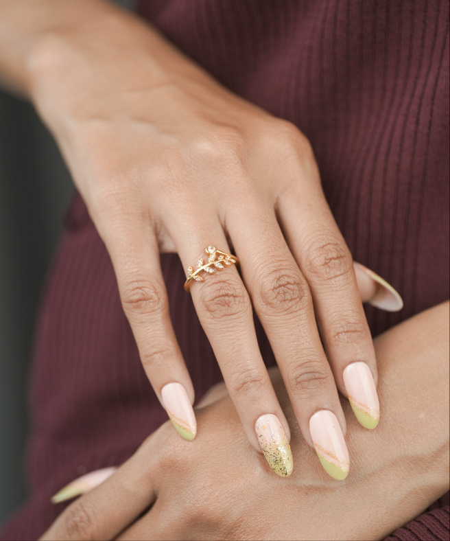 American Diamond Gold Fancy Delicate Ring - finger ring - Belleza Jewels