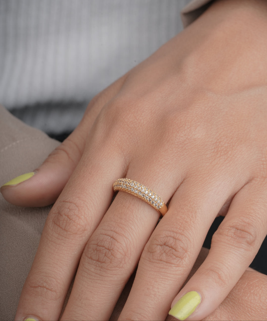 American Diamond High Gold Plated Delicate Fancy Heavy Ring