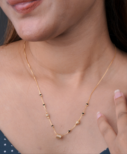 Buy 1 Get 1 Free - American Diamond Fancy Gold Plated Delicate Mangalsutra