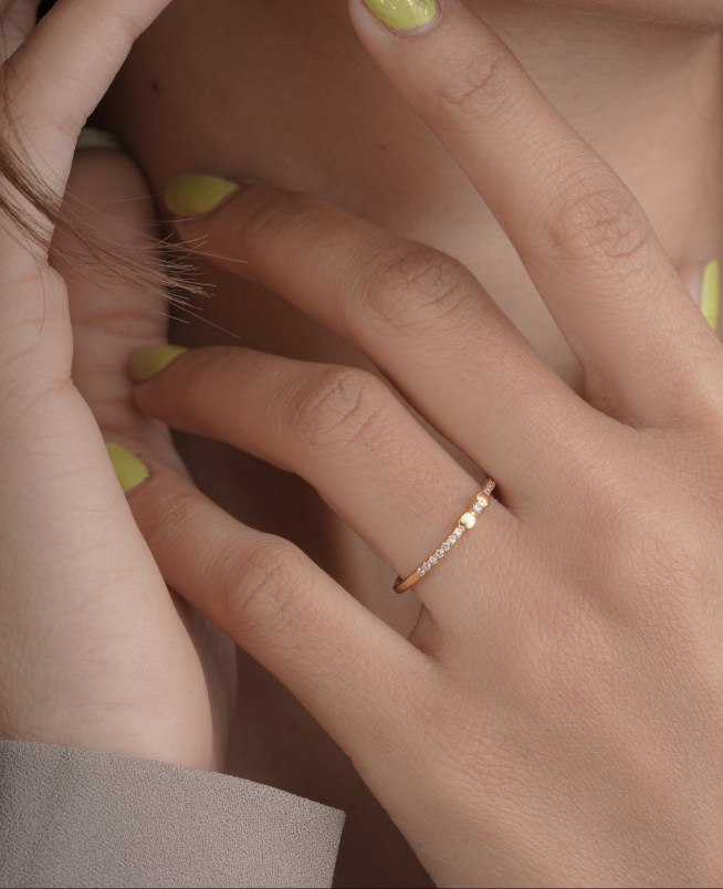 American Diamond Gold Delicate Fancy Ring - finger ring - Belleza Jewels