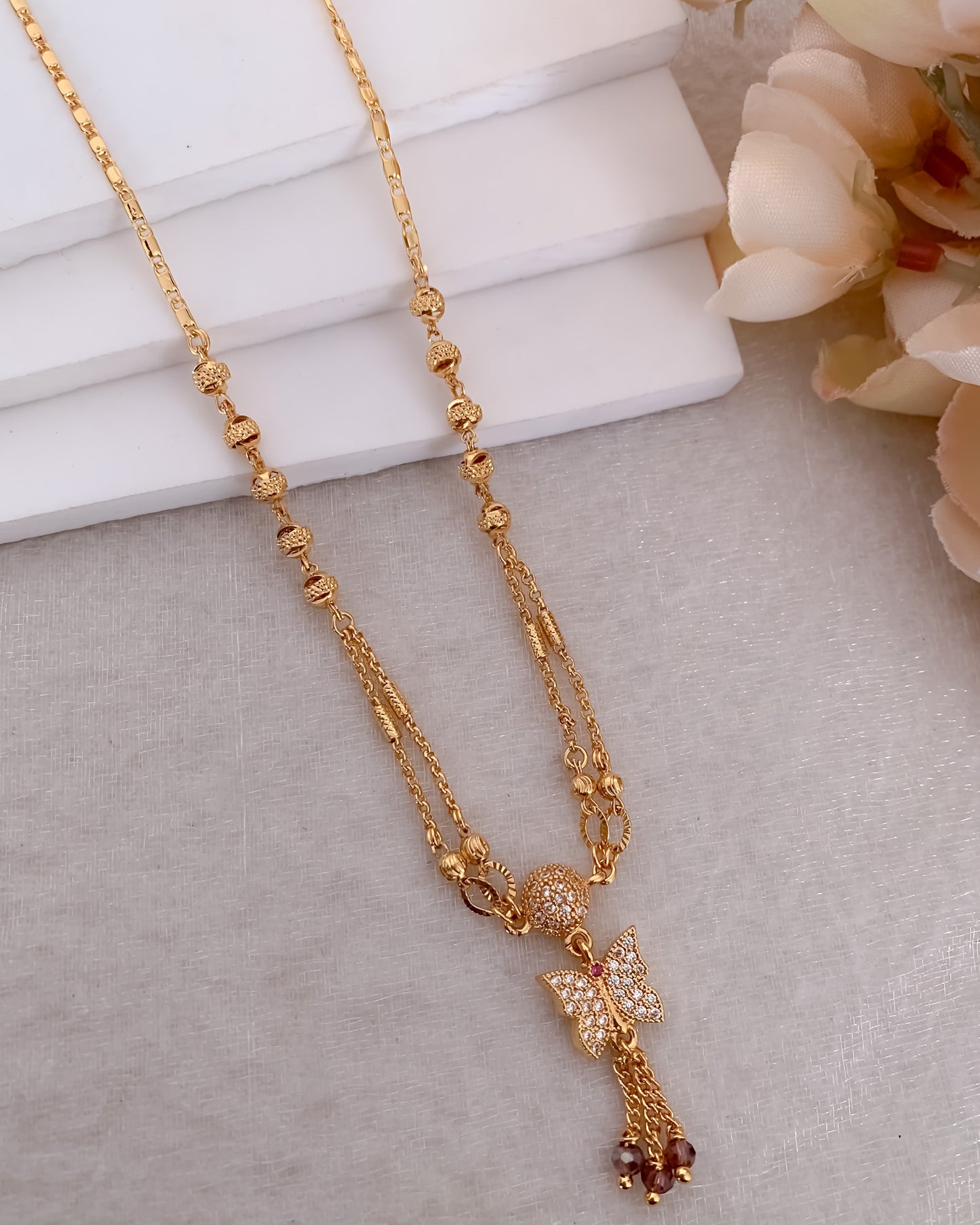 Butterfly Motif Gold Chain Necklace
