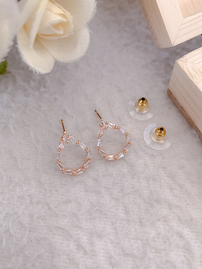 BUY 1 GET 1 FREE -American Diamond Rose Gold Delicate Earrings