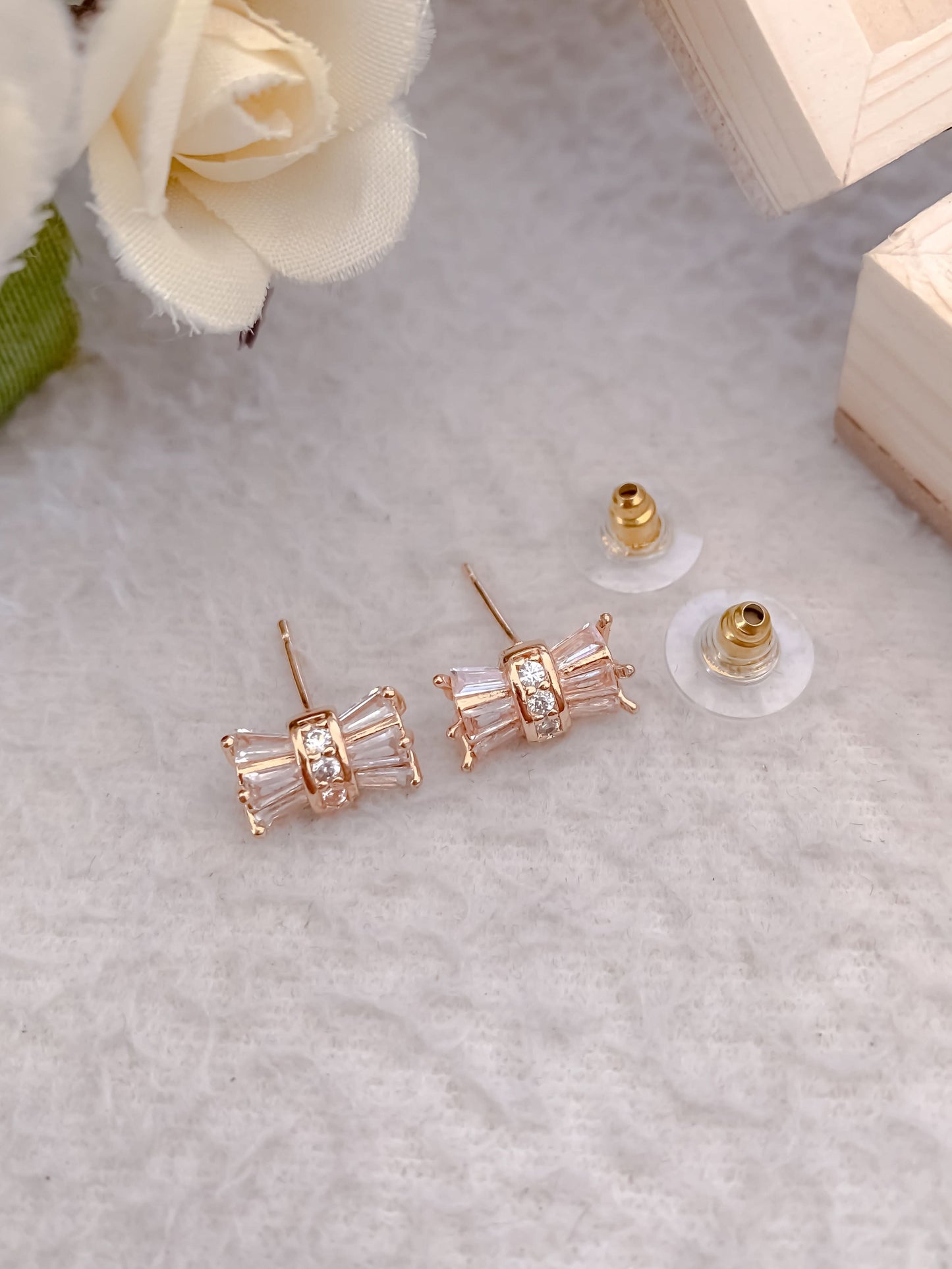 BUY 1 GET 1 FREE -American Diamond Rose Gold Plated Fancy Delicate Earrings