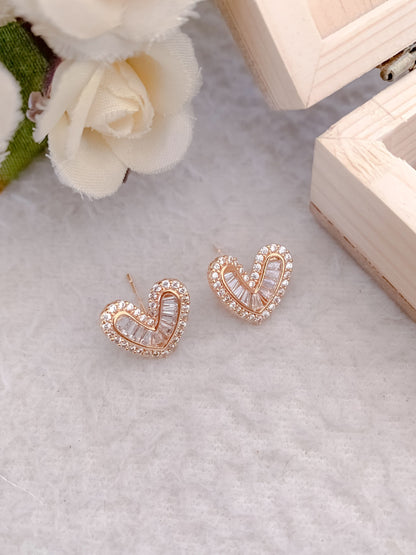 BUY 1 GET 1 FREE -Fancy Rose Gold Heart Sahape Chowki Diamond Earrings