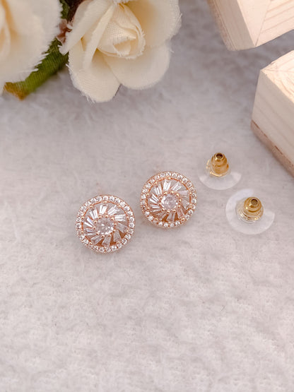 BUY 1 GET 1 FREE -American Diamond Rose Gold Fancy Earrings