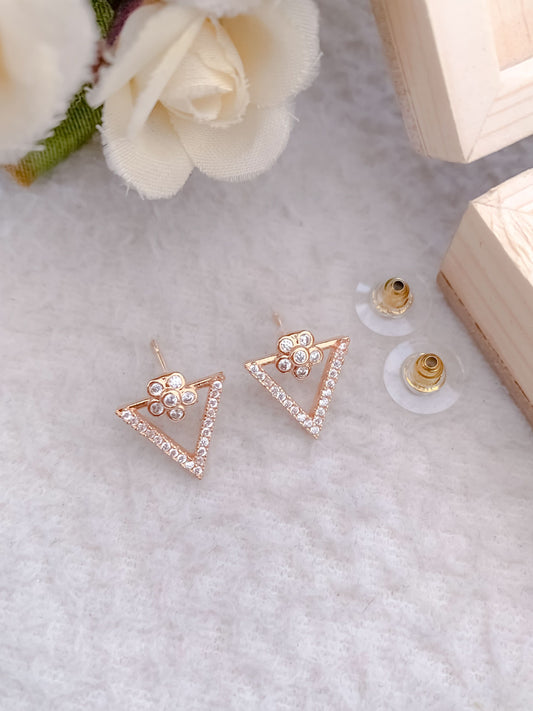 BUY 1 GET 1 FREE -American Diamond Rose Gold Delicate Fancy Delicate Earrings.