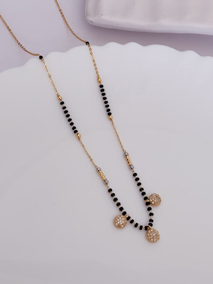 Buy 1 Get 1 Free - American Diamond Gold Delicate Fancy Chain Mangalsutra