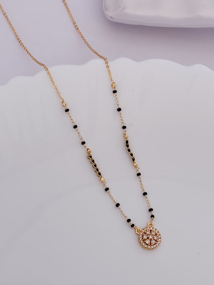 Buy 1 Get 1 Free - American Diamond Gold Plated Fancy Round Shape Mangalsutra