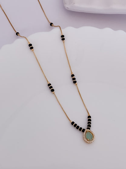 Buy 1 Get 1 Free - American Diamond Gold Mint Color Fancy Delicate Mangalsutra