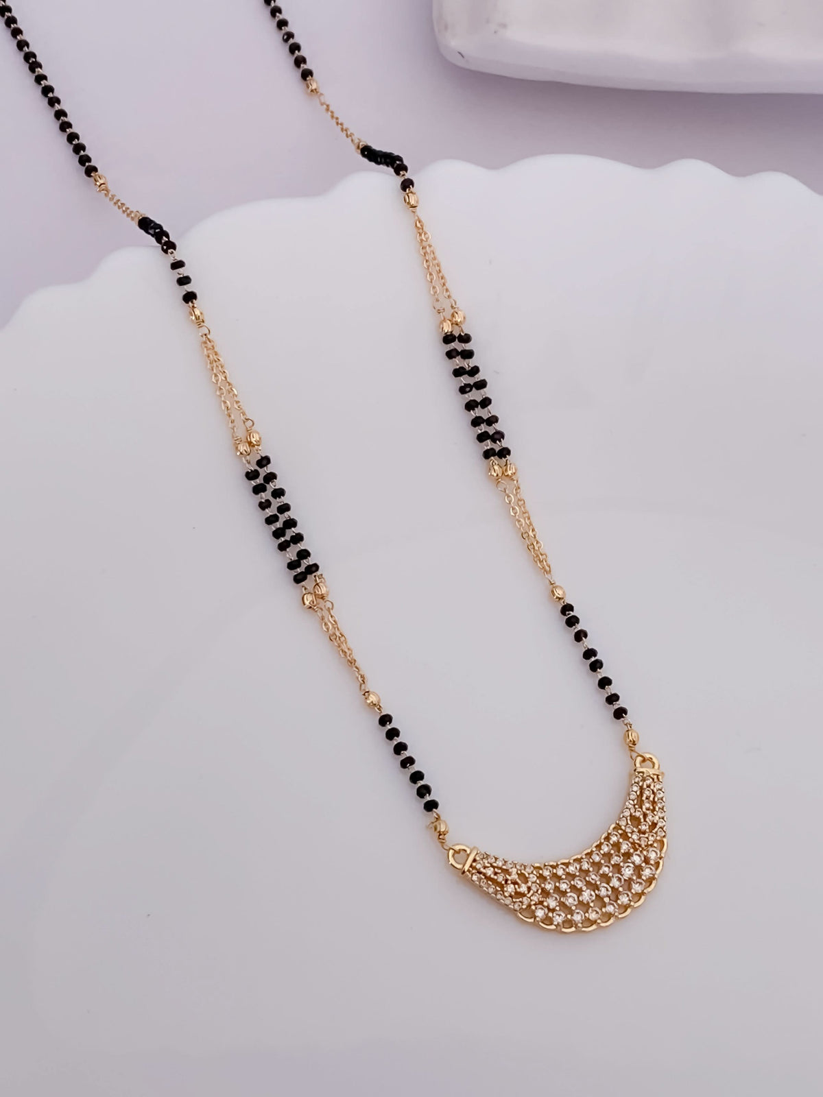 Buy 1 Get 1 Free - American Diamond Gold Plated Fancy Delicate Mangalsutra - Mangalsutra - Belleza Jewels