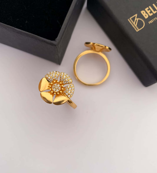 American Diamond round shap fancy heavy ring . - finger ring - Belleza Jewels