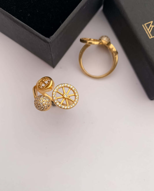 American Diamond round cycle shape fancy ring. - finger ring - Belleza Jewels
