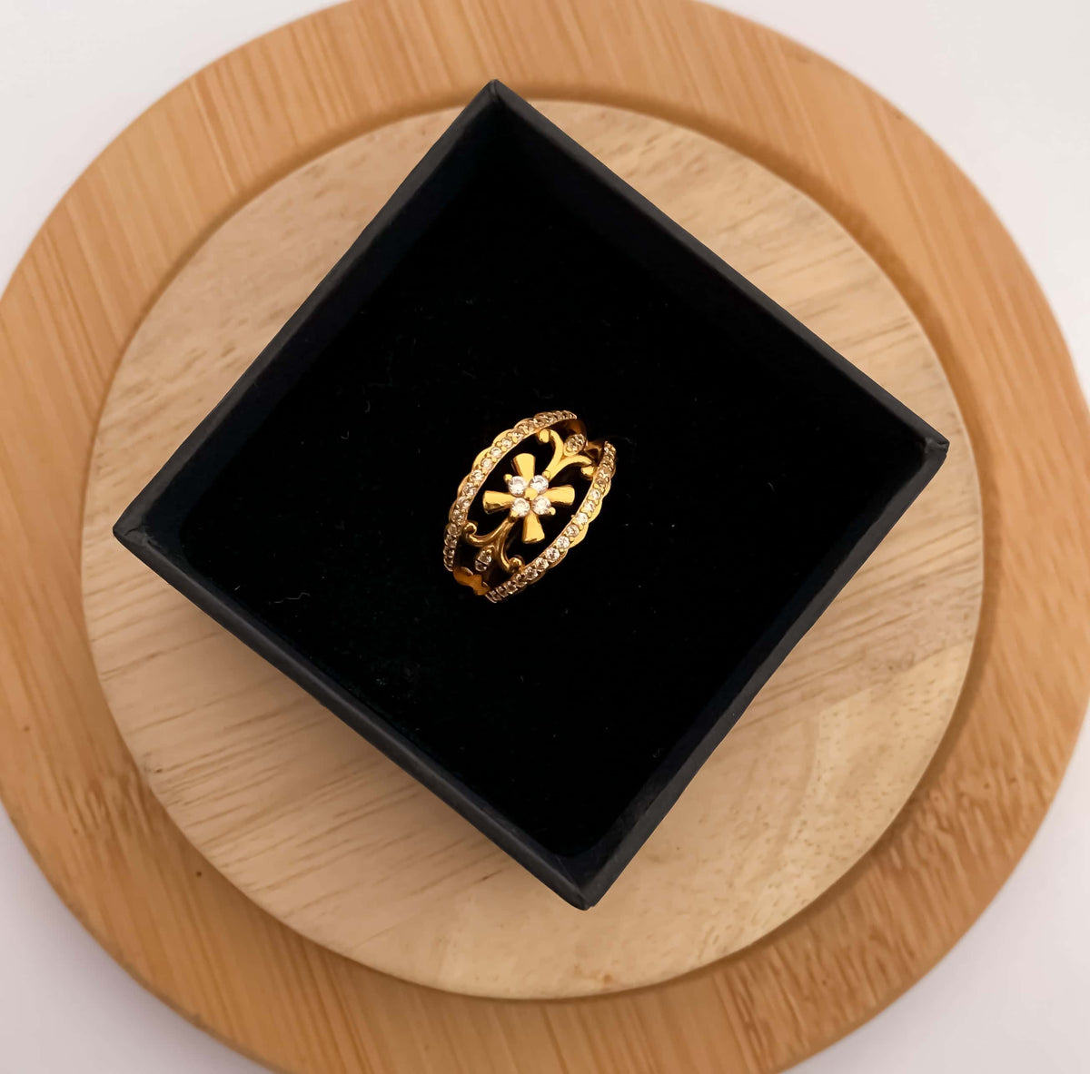 American Diamond high gold Plated delicate ring. - finger ring - Belleza Jewels