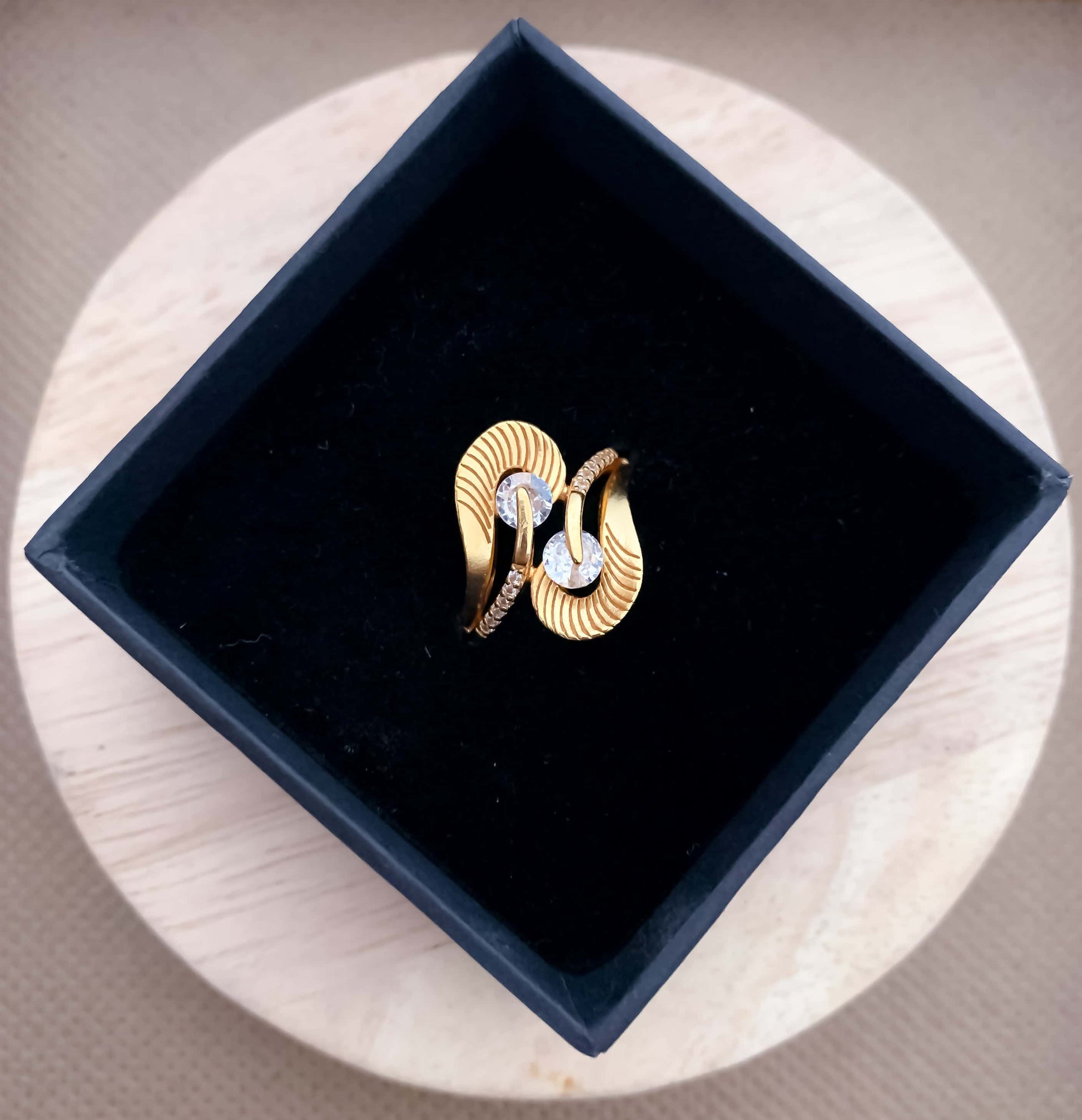 American Diamond High gold fancy delicate ring - finger ring - Belleza Jewels