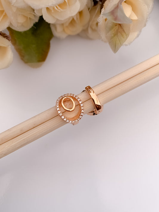 BUY 1 GET 1 FREE -American Diamond Rose Gold Oval Shape Delicate Fancy Bali - BALI - Belleza Jewels