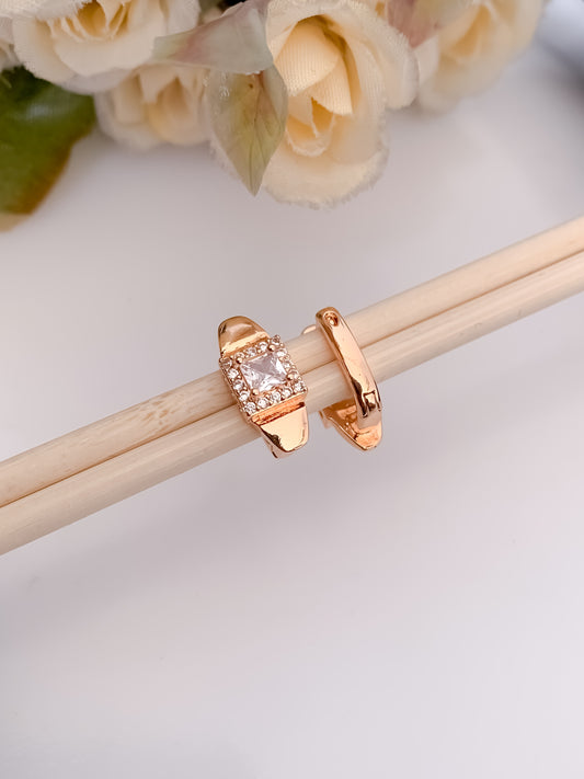 BUY 1 GET 1 FREE -American Diamond Rose Gold Plated Fancy Delicate Earring Bali - BALI - Belleza Jewels