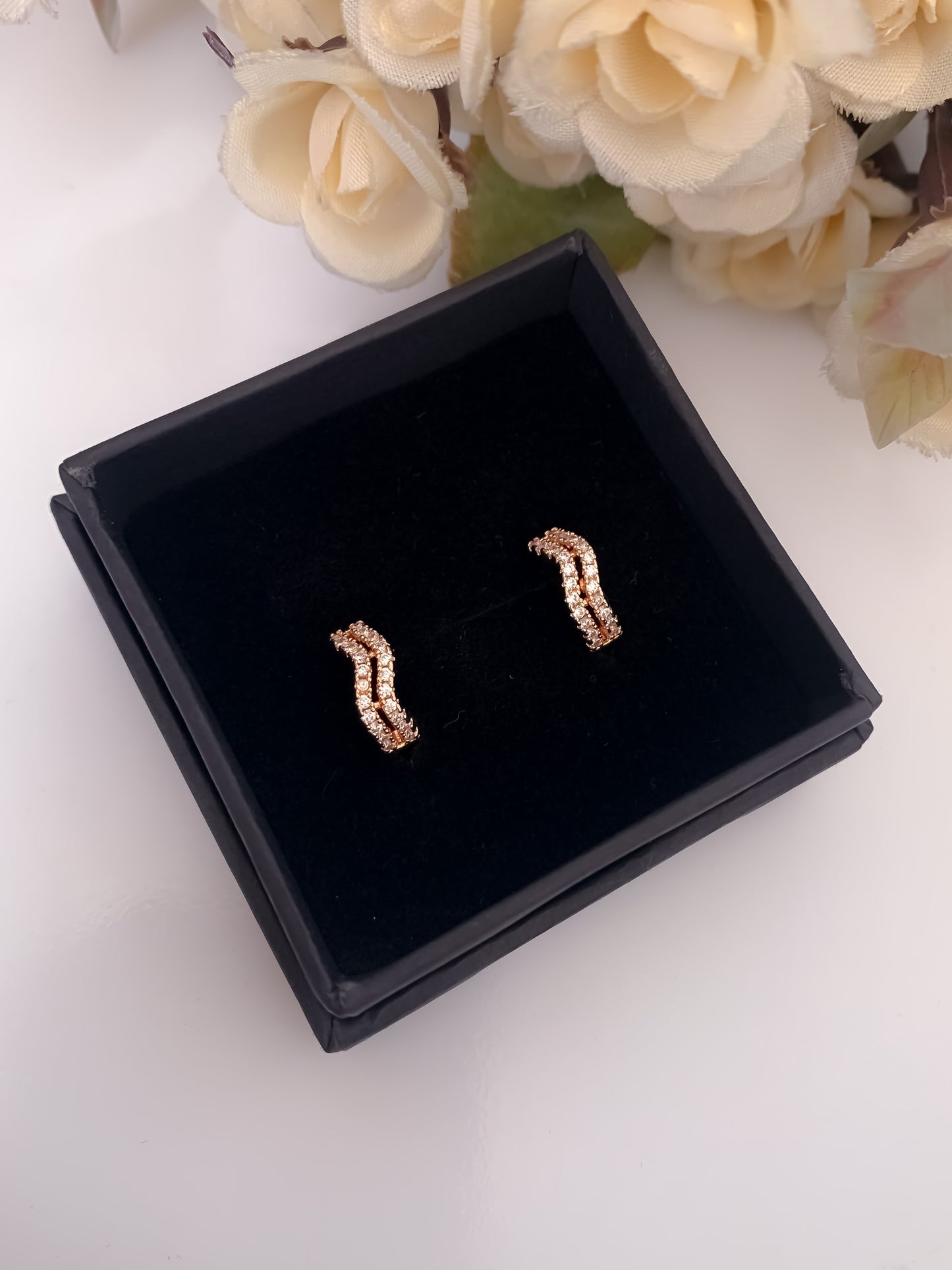 BUY 1 GET 1 FREE -American Diamond Rose Gold Delicate Fancy Bali - BALI - Belleza Jewels