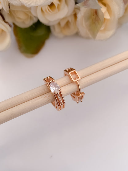BUY 1 GET 1 FREE -American Diamond Rose Gold Plated Fancy Delicate Earrings Bali - BALI - Belleza Jewels
