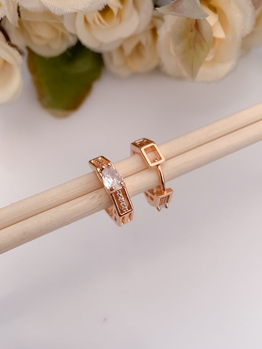 BUY 1 GET 1 FREE -American Diamond Rose Gold Plated Fancy Delicate Earrings Bali - BALI - Belleza Jewels