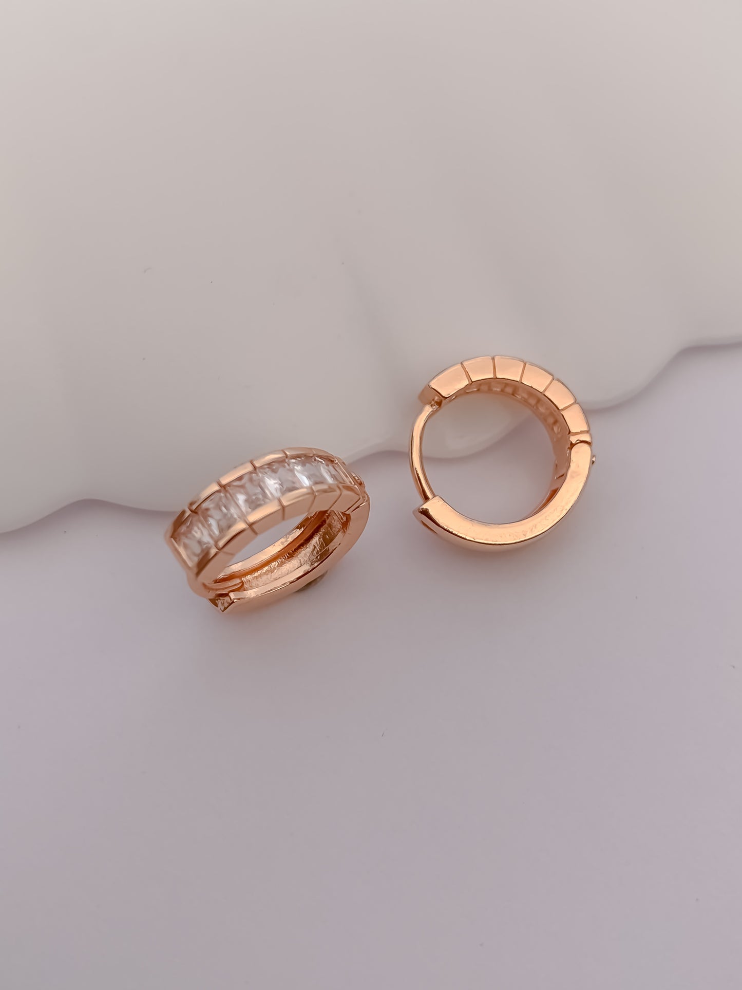 American Diamond Rose Gold Plated Fancy Delicate Bali Earrings