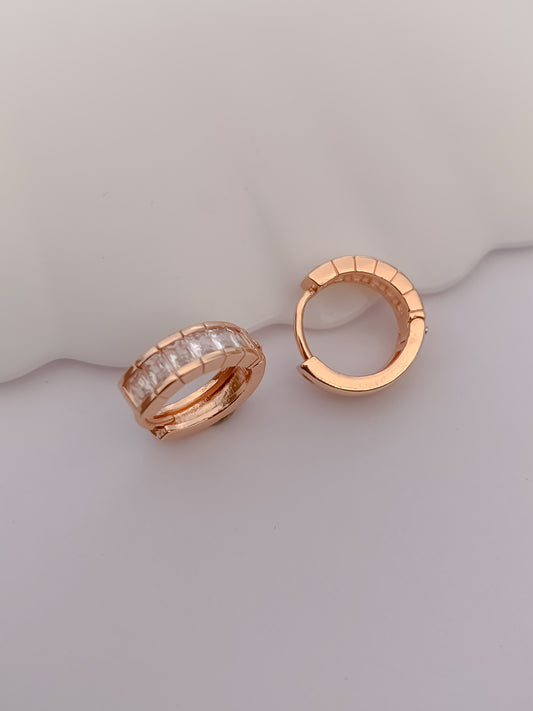 Buy 1 Get 1 Free -American Diamond Rose Gold Plated Fancy Delicate Bali Earrings