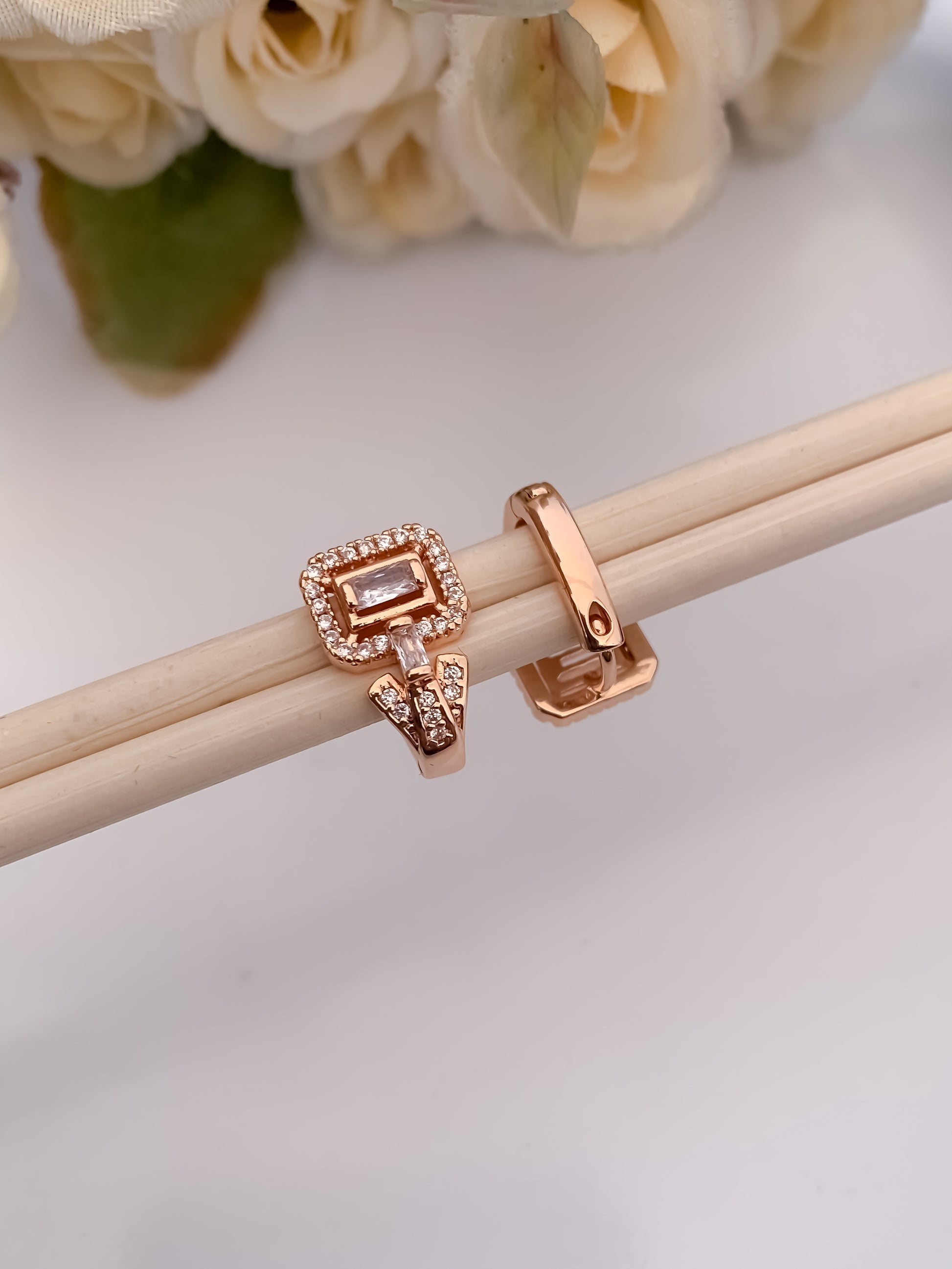 BUY 1 GET 1 FREE -American Diamond Rose Gold Fancy Delicate Bali - BALI - Belleza Jewels