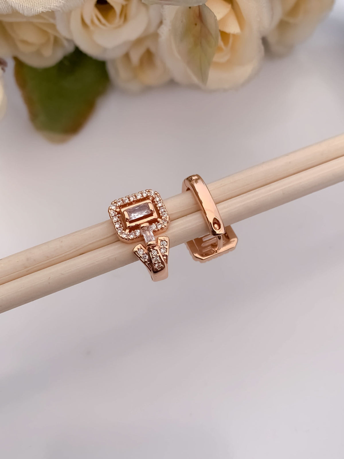 BUY 1 GET 1 FREE -American Diamond Rose Gold Fancy Delicate Bali - BALI - Belleza Jewels