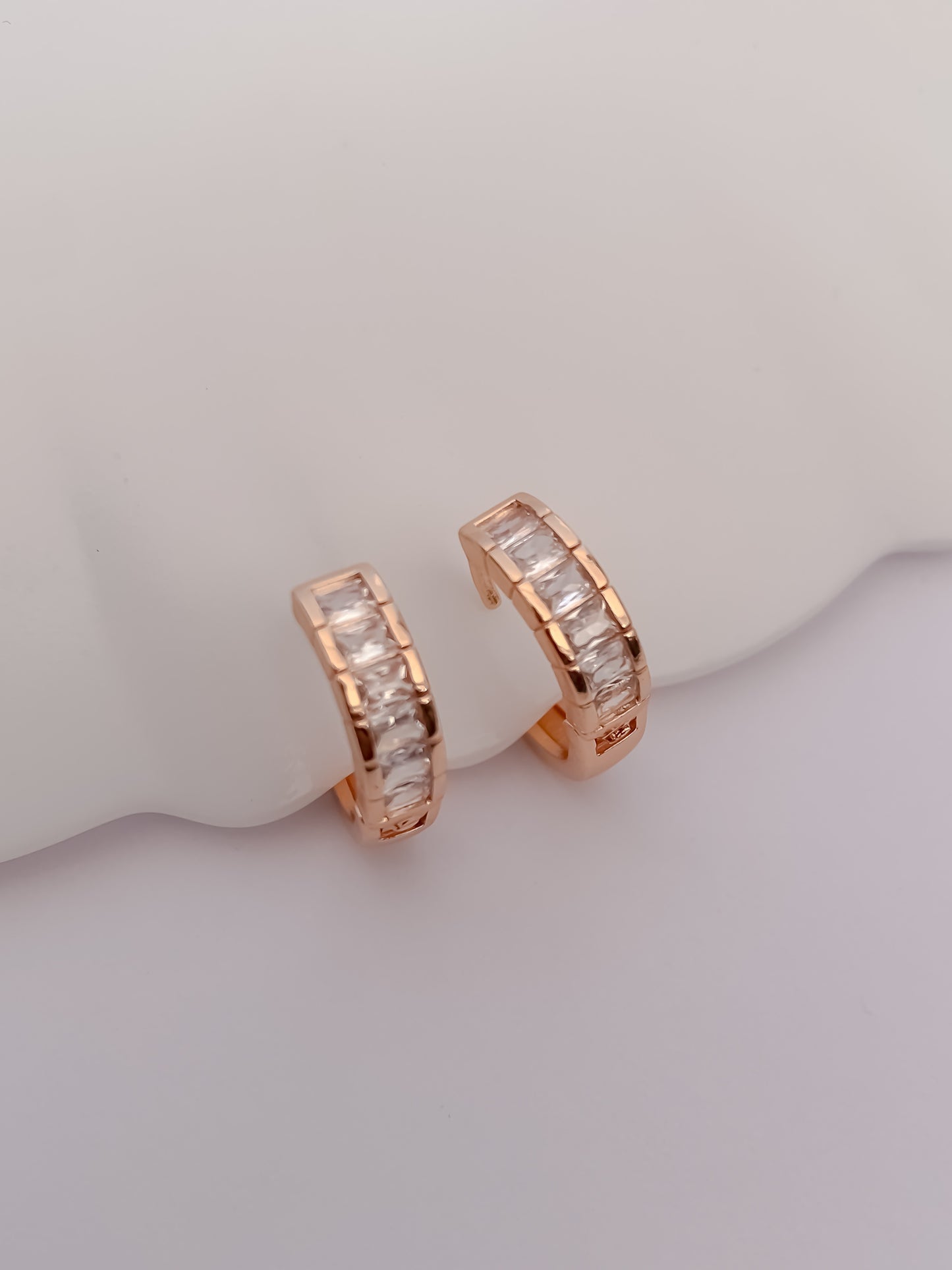 American Diamond Rose Gold Plated Fancy Delicate Bali Earrings