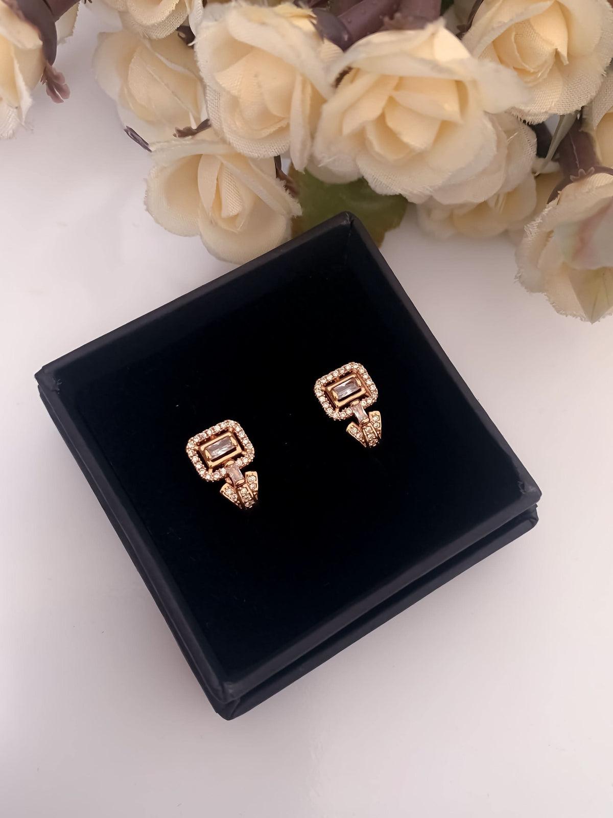 BUY 1 GET 1 FREE -American Diamond Rose Gold Fancy Delicate Bali - BALI - Belleza Jewels