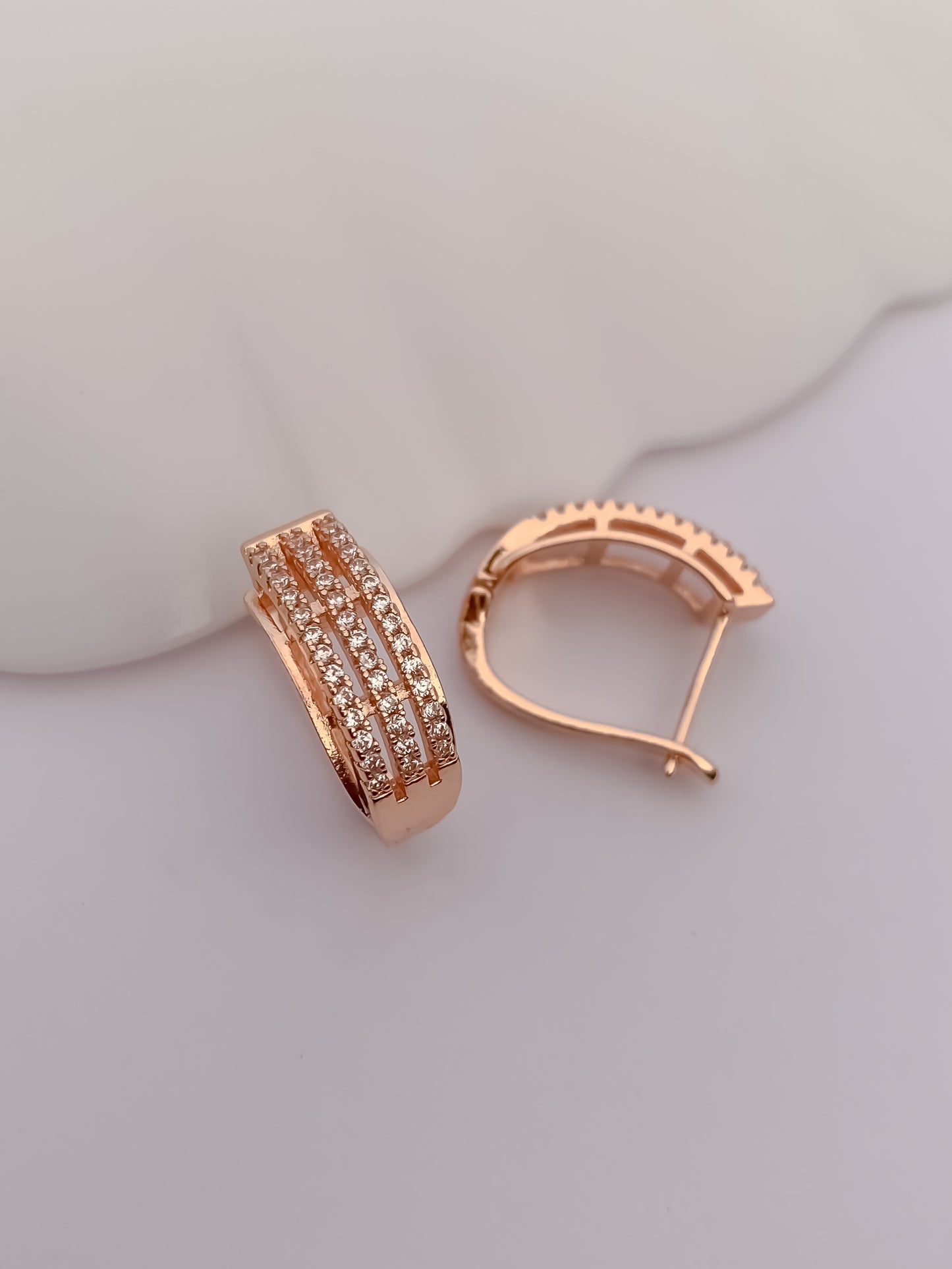 American Diamond Rose Gold Plated Fancy Earrings Bali