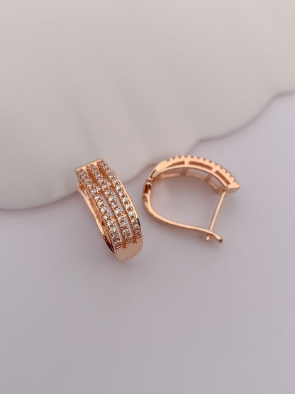 American Diamond Rose Gold Plated Fancy Earrings Bali