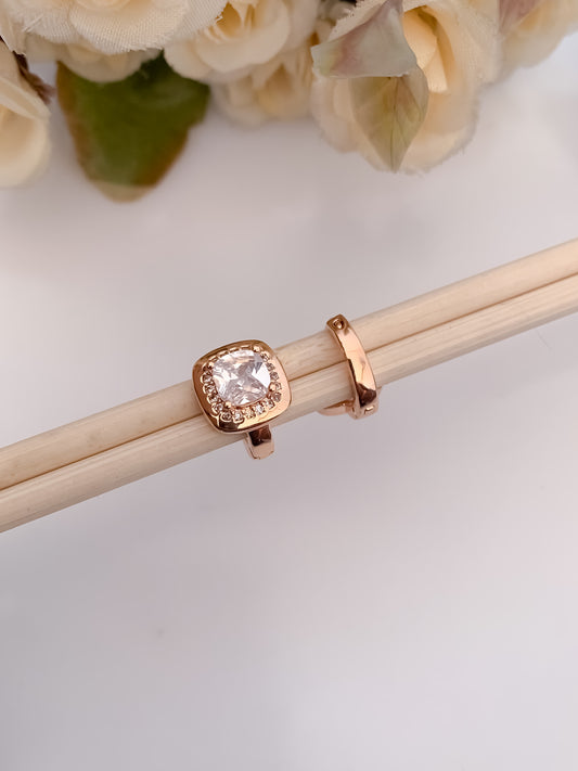 American Diamond Rose Gold Square Shape Delicate Fancy Bali - BALI - Belleza Jewels