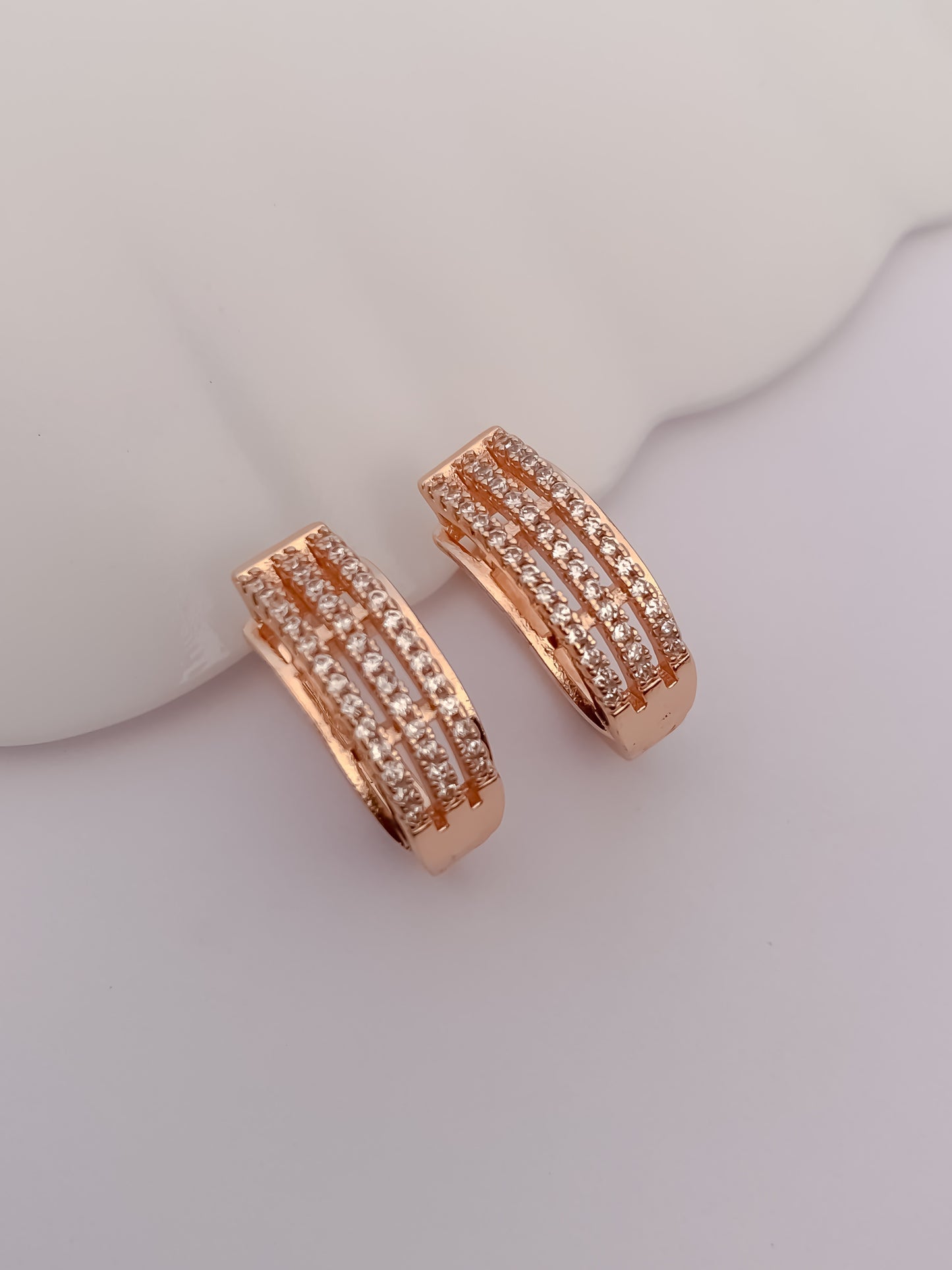 American Diamond Rose Gold Plated Fancy Earrings Bali