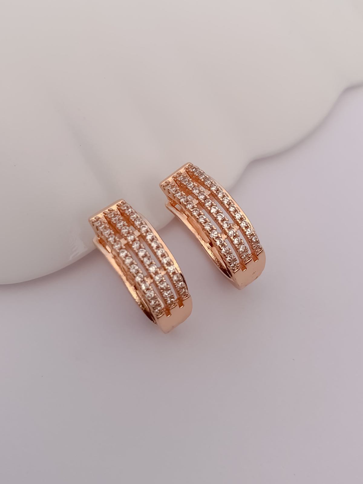American Diamond Rose Gold Plated Fancy Earrings Bali