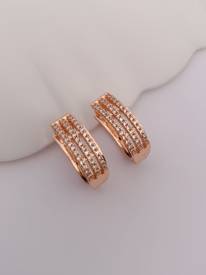 American Diamond Rose Gold Plated Fancy Earrings Bali