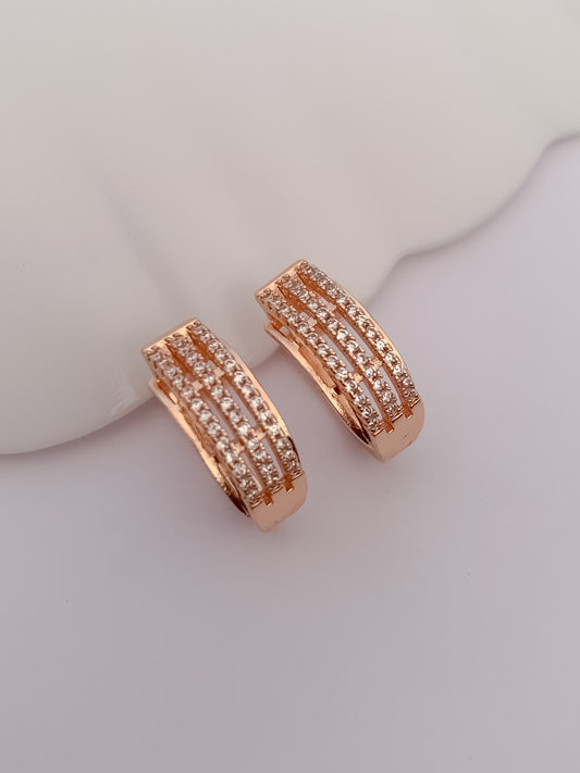 Buy 1 Get 1 Free -American Diamond Rose Gold Plated Fancy Earrings Bali