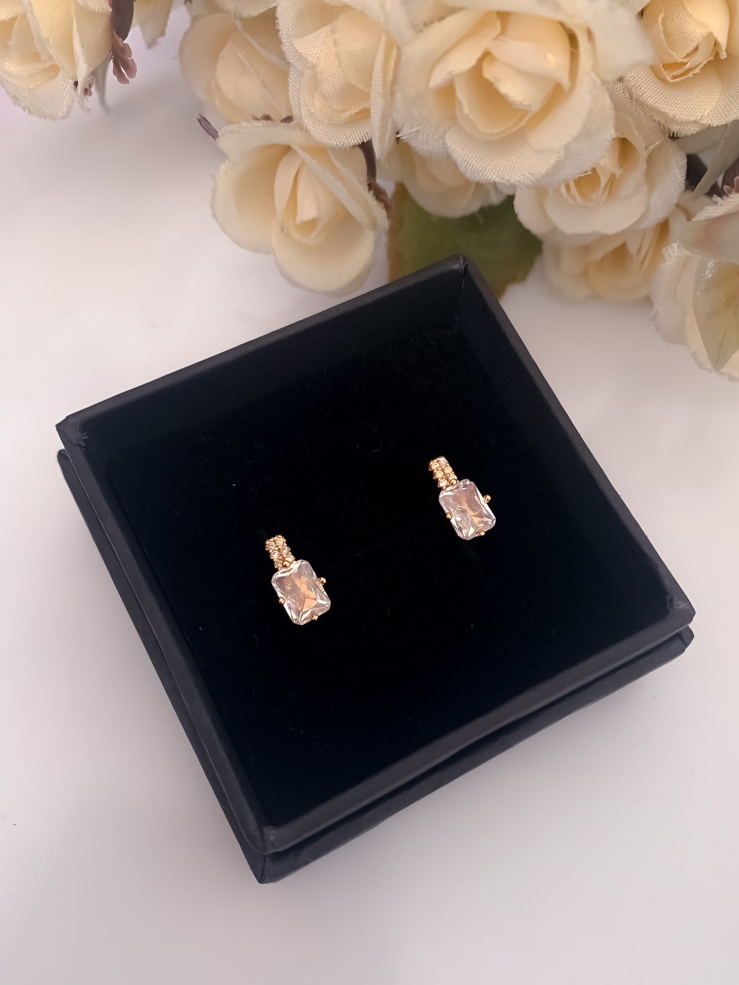 BUY 1 GET 1 FREE -American Diamond Rose Gold Fancy Delicate Bali Earrings - BALI - Belleza Jewels