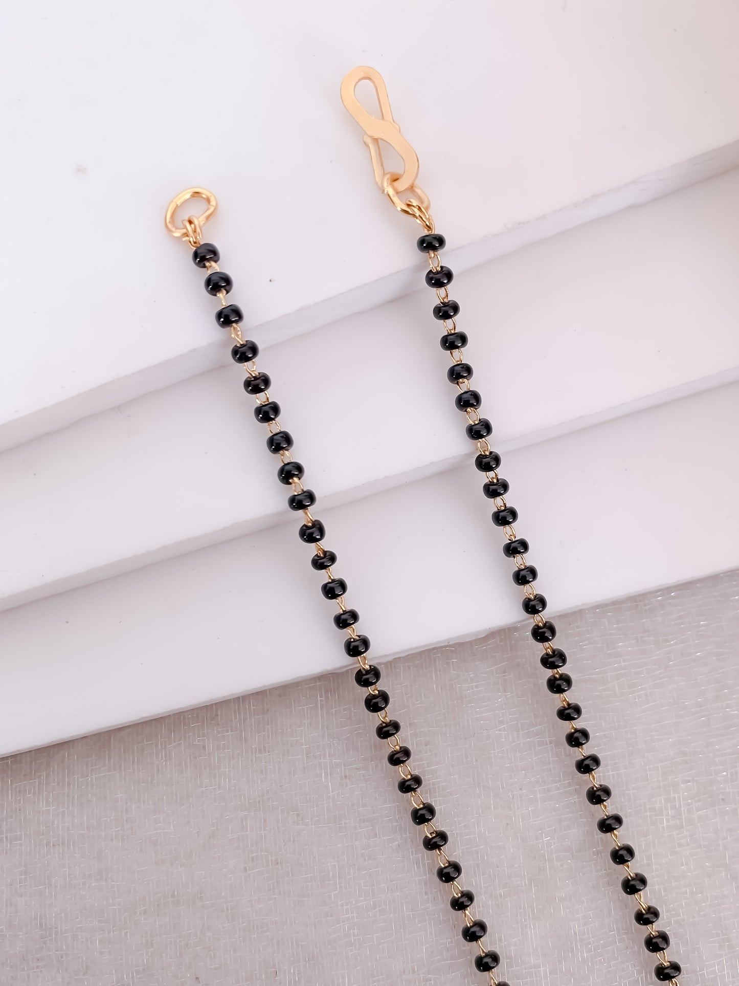 Buy 1 Get 1 Free - Minimal Multi Disc Crystal Black Bead Mangalsutra
