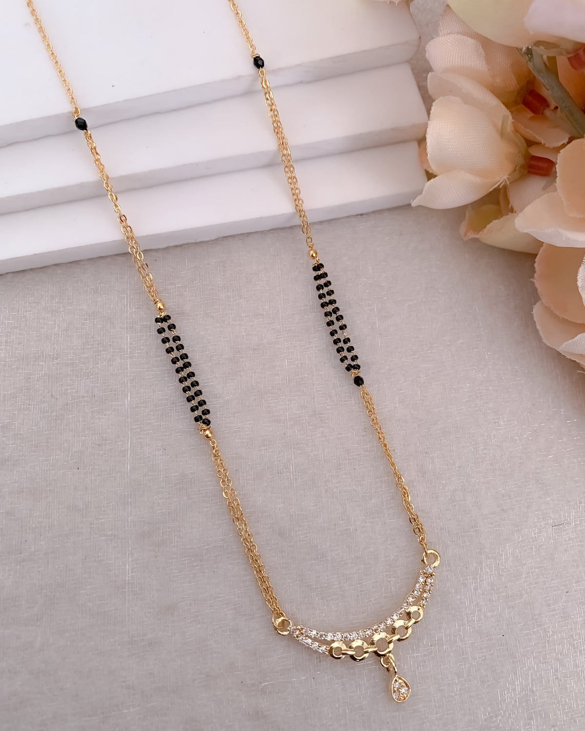 Buy 1 Get 1 Free  - American Diamond Gold Plated Delicate Fancy Mangalsutra - Mangalsutra - Belleza Jewels
