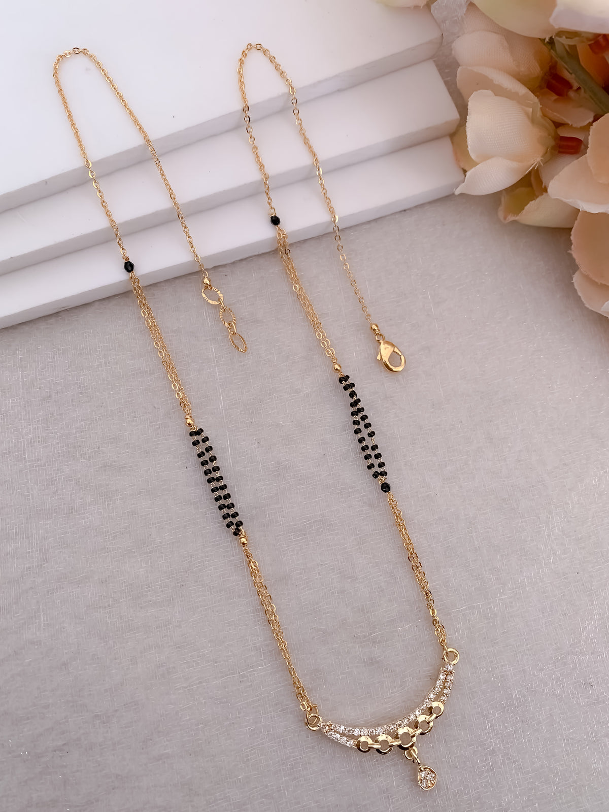 Buy 1 Get 1 Free  - American Diamond Gold Plated Delicate Fancy Mangalsutra - Mangalsutra - Belleza Jewels