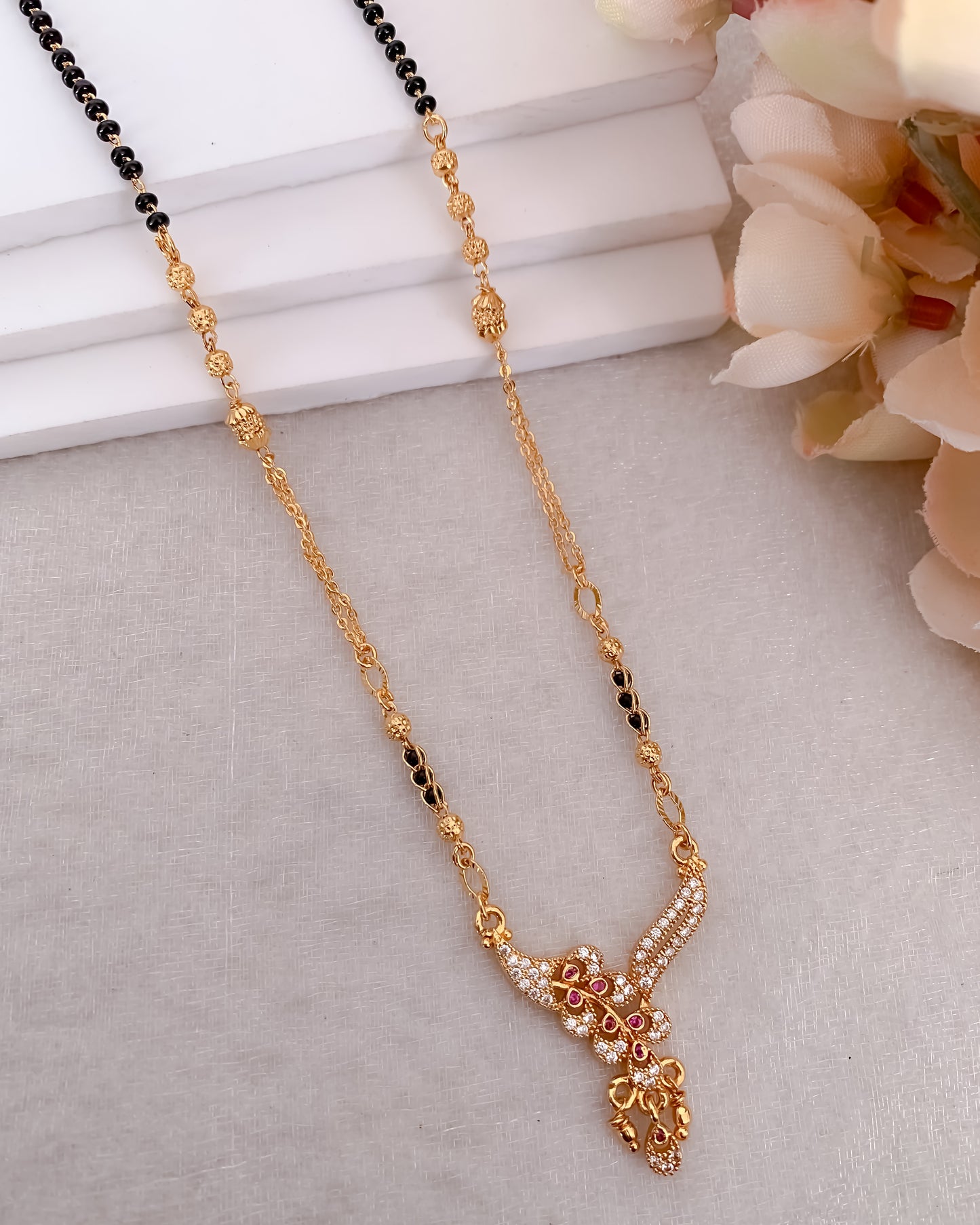 Buy 1 Get 1 Free - American Diamond High Gold Plated Fancy Mangalsutra